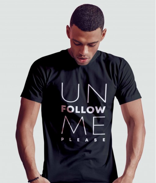 Мъжка тениска с щампа Текст и надписи Unfollow me